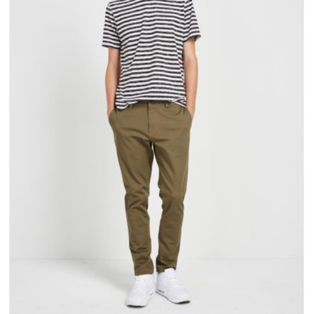 Frank & Oak olive green commuter pant gorpcore utility stretch reinforced crotch